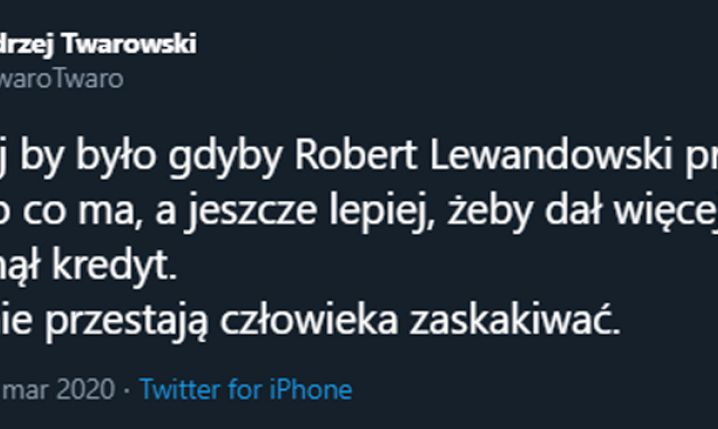 Andrzej Twarowski o ludziach, którzy krytykują Lewego za wpłacenie 1 mln euro!